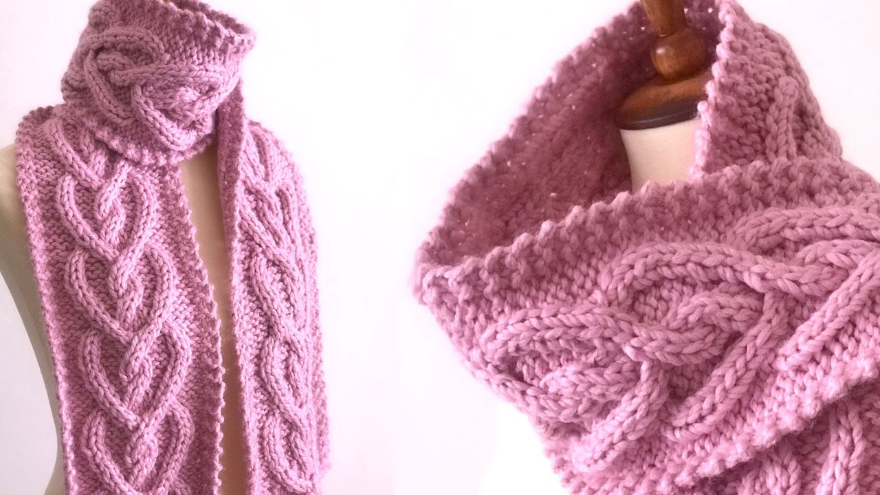Heart Cable Knit Scarf Pattern