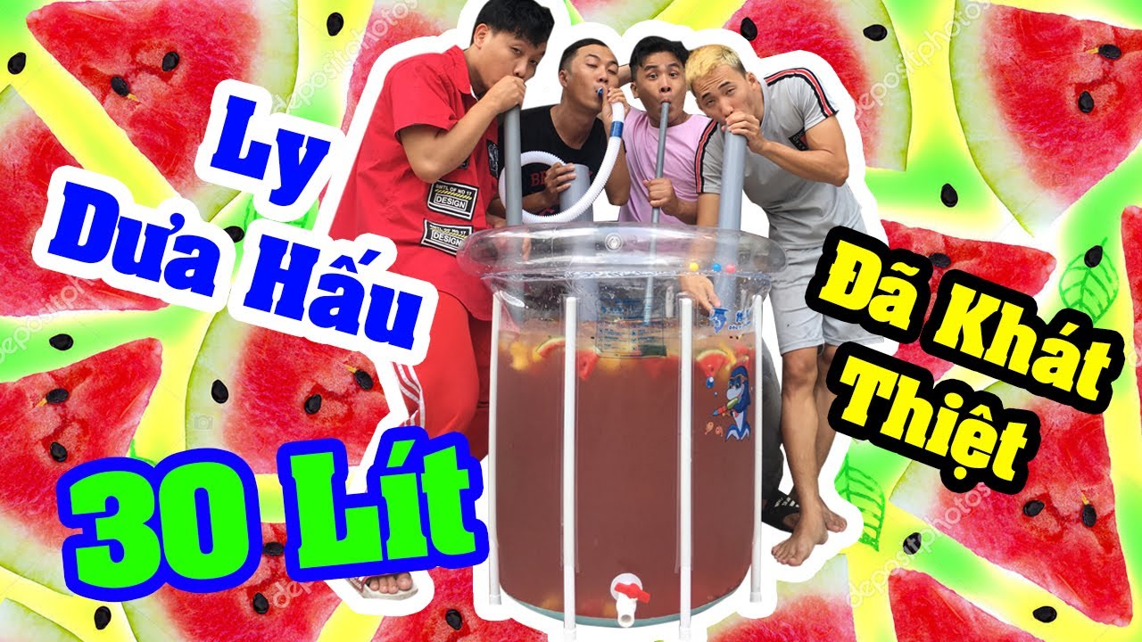 Sữ Dụng Ống Hút Khổng Lồ Với Ly Dưa Hấu 30 Lít - Thạc Đức Vlog
