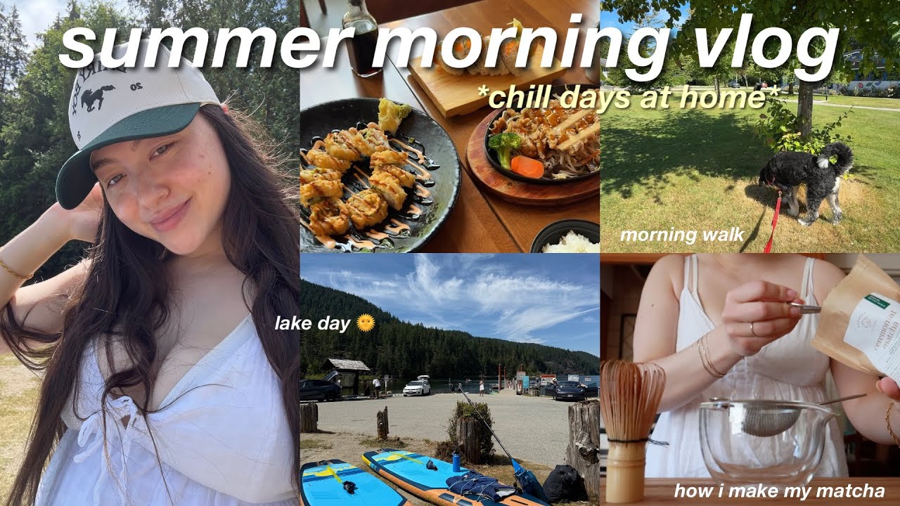 summer morning in my life 🌞 skincare grwm, paddleboarding at the lake & how i make my matcha! 