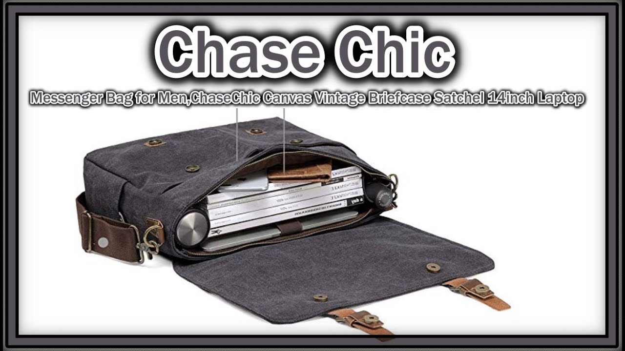 Chase Chic Messenger Bag for Men, ChaseChic Canvas Vintage Briefcase Satchel 14 inch Laptop REVIEW