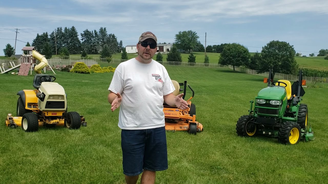 Head 2 Head battle 2182 Cub Cadet, Scag Turf Tiger 2 and John Deere 2320 in high grass showdown.