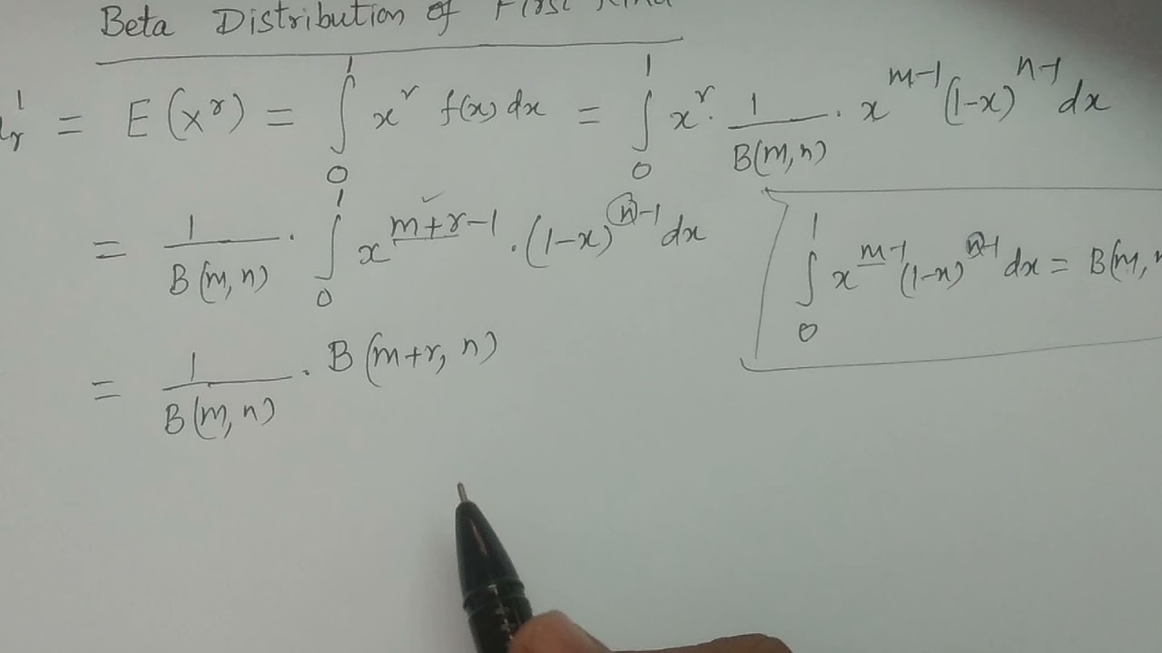r th moment about origin of Beta distribution of first kind - BSc Statistics