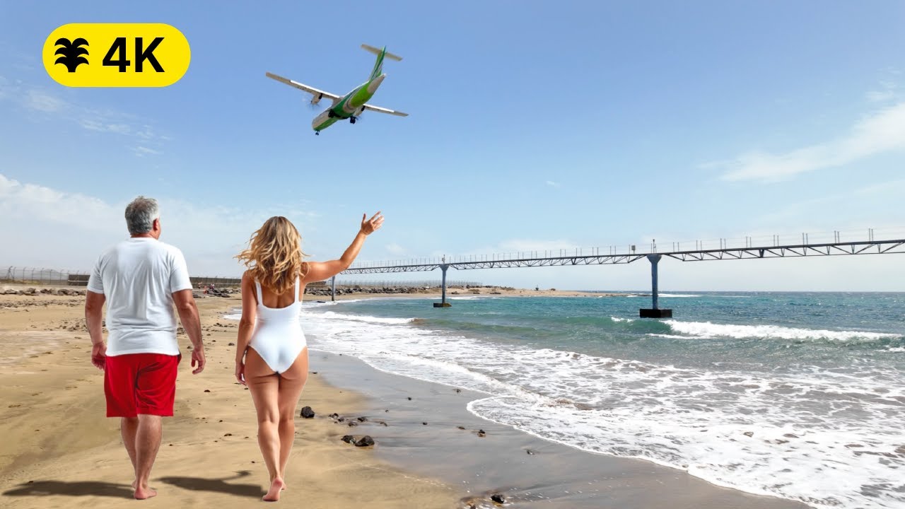 Lanzarote Airport Landing - Walking Tour 4K