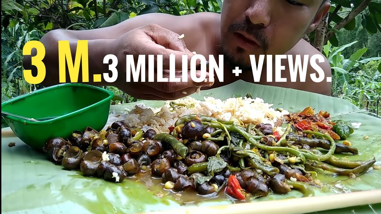 Catch snail cook with maize and eat in naga style.