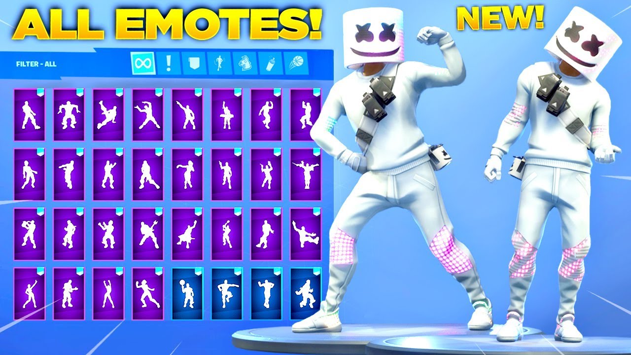 *NEW* MARSHMELLO SKIN SHOWCASE WITH ALL FORTNITE DANCES & NEW EMOTES! (Fortnite Season 7 Skin)