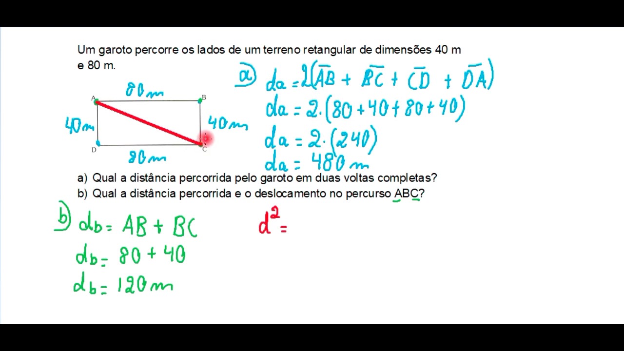 Exercício 1 (Deslocamento e distância percorrida)