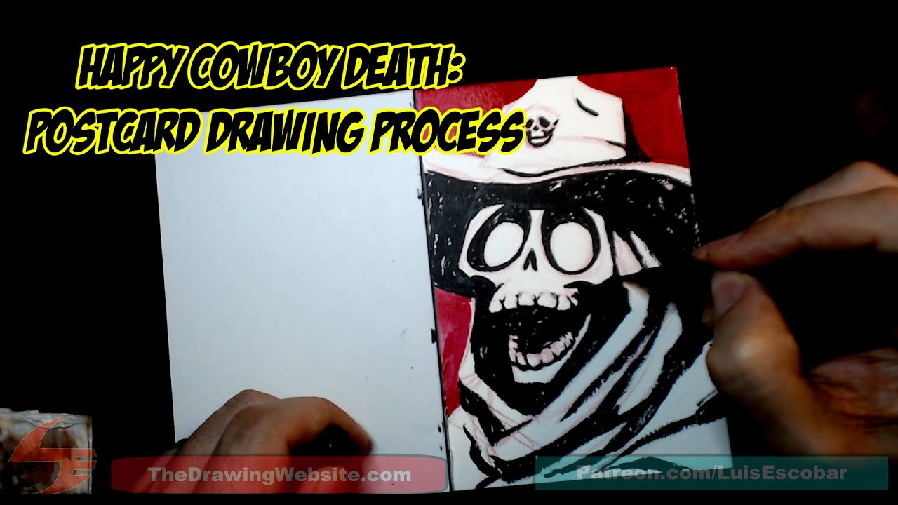 Happy Cowboy Death: Postcard Drawing Process