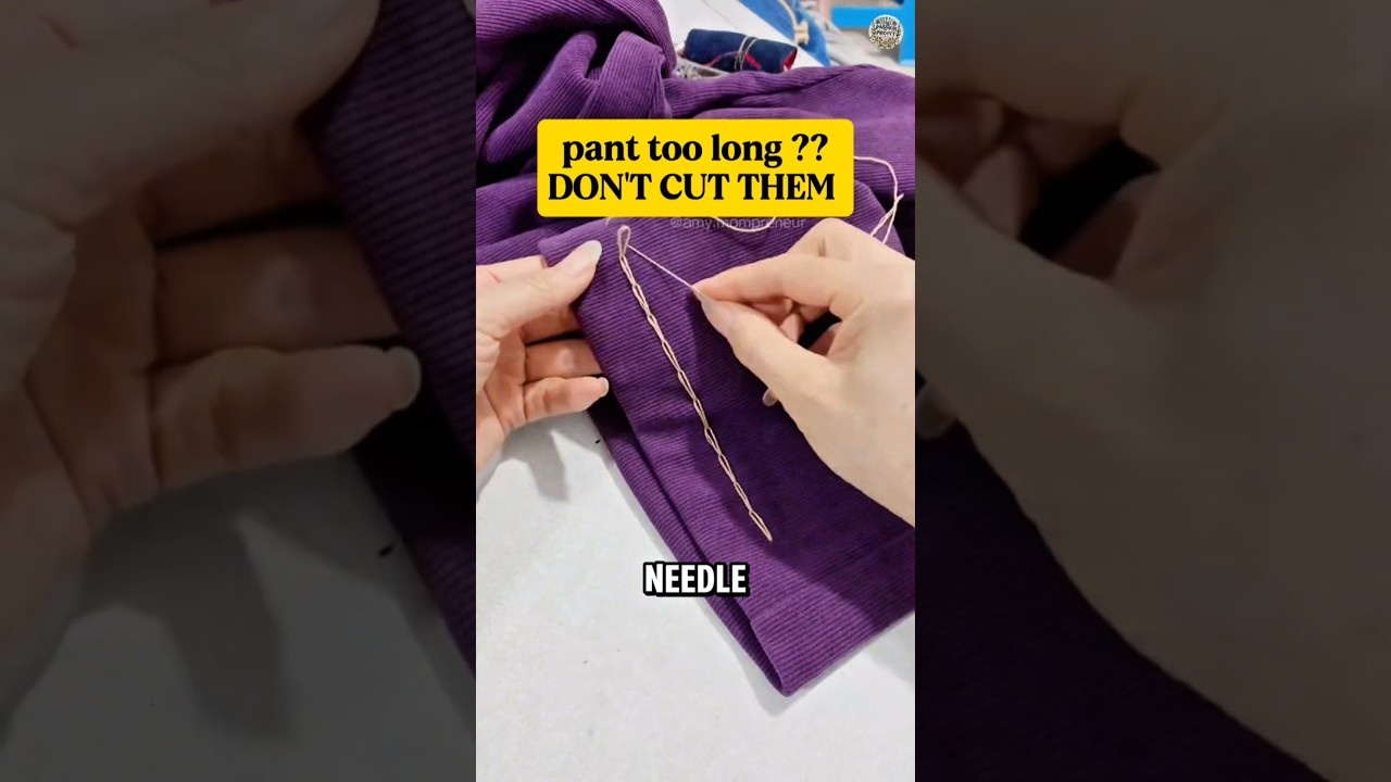 How to Hem Pants Without Cutting &ndash; Invisible Stitch for a Clean Look ! #shorts #sewing #clothes