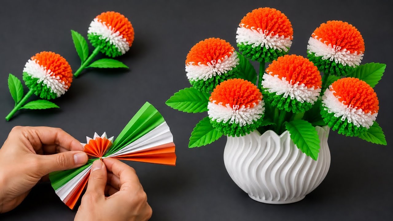Independence Day Special DIY | Beautiful Tricolour Paper Flower Craft Ideas