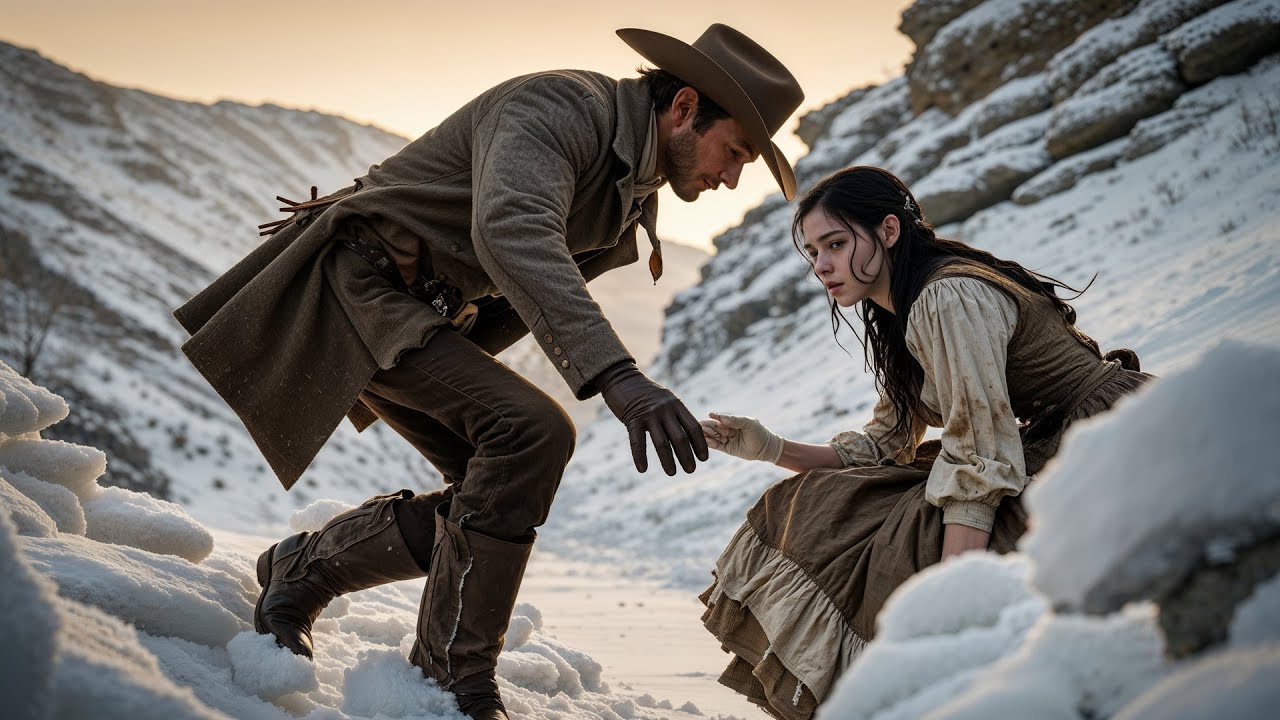She Was Thrown From The Stagecoach Into Ravine, The Cowboy Climbed Down Through The Snow To Find Her