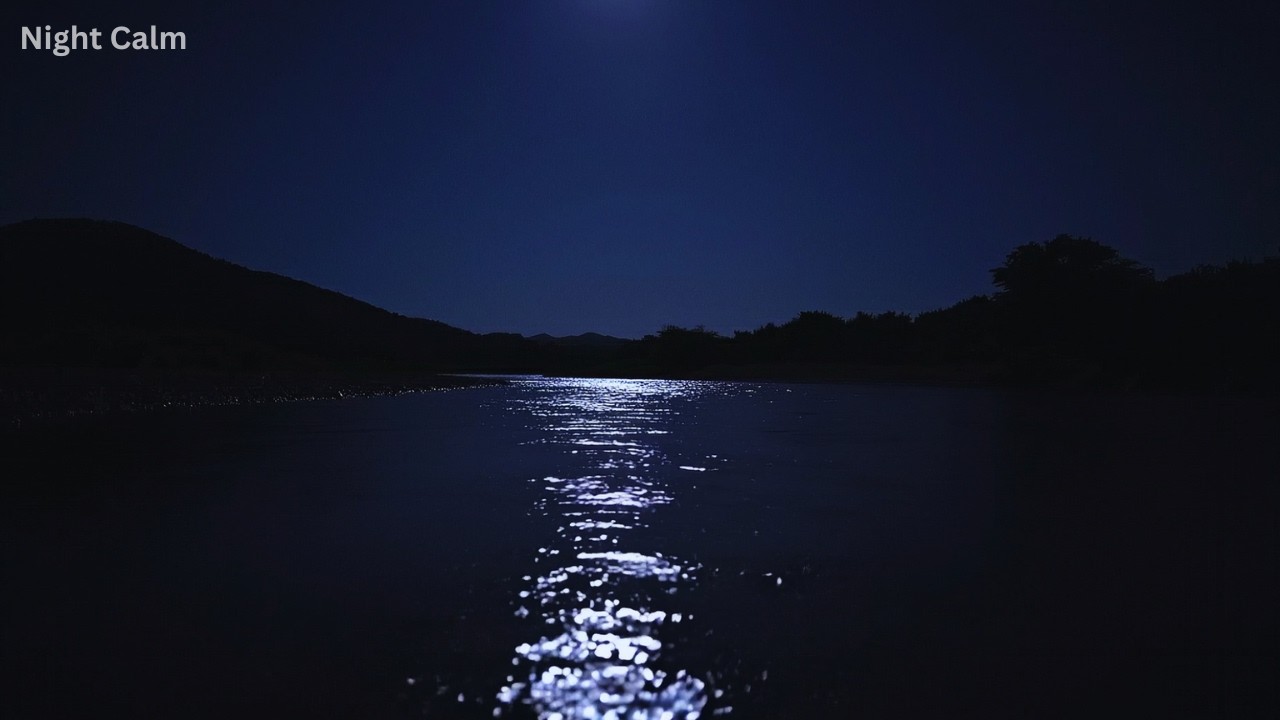 Night River Ambience with Soft Relaxing Music for Deep Sleep & Calm