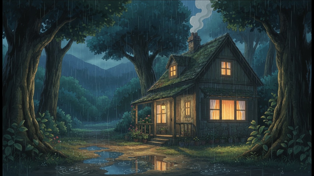 Peaceful Rainy Day in a Cozy House 🌧️ Relaxing Ghibli Animation & Cooking ASMR