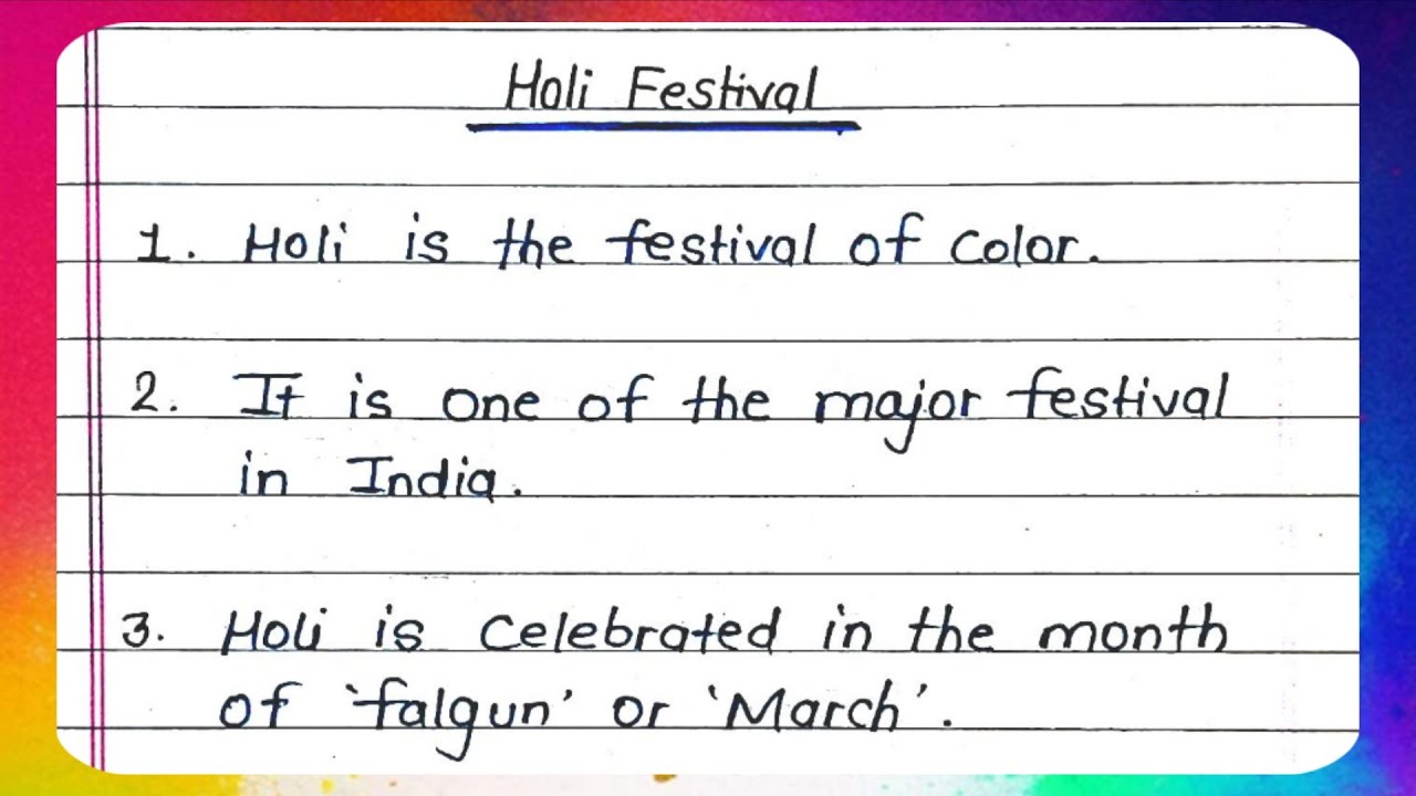 10 Lines On Holi Festival | Essay On Holi Festival | Holi | Writely Education