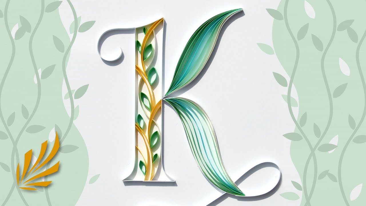 Paper Quilling Letter K, Vine Design