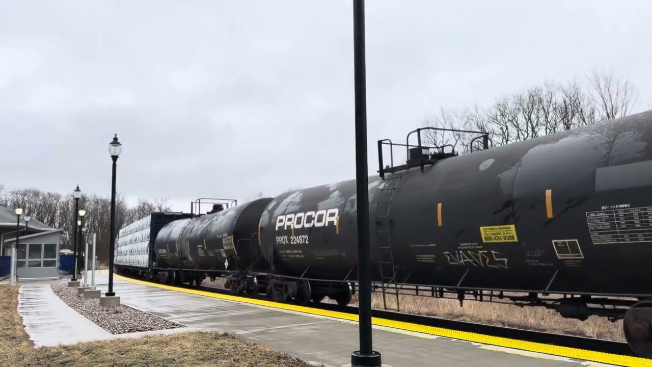 CSX 1851 NC&StL heritage unit leads CSX train M503 at Crawfordsville, IN on the former Monon