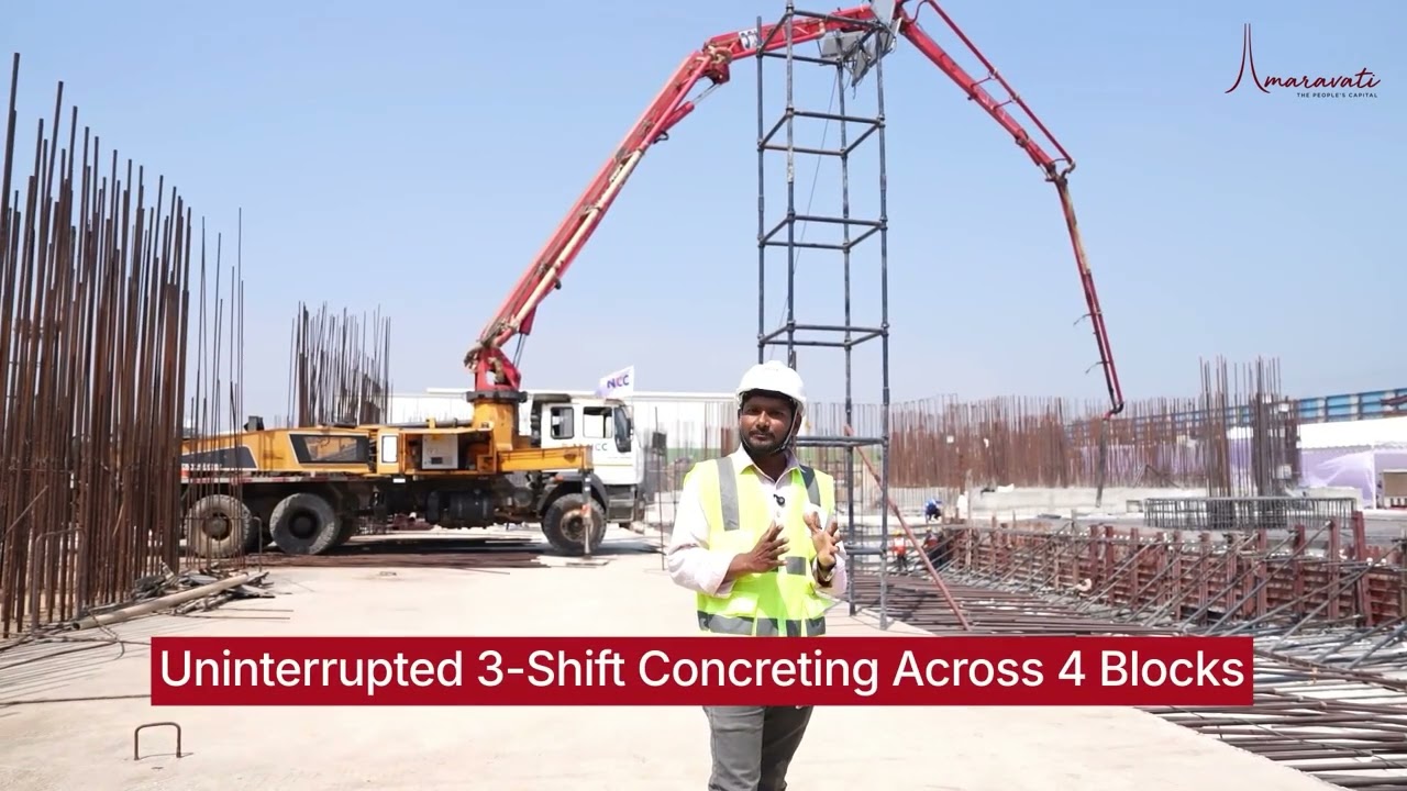 15,000 cubic-meter uninterrupted concrete pour for the Amaravati Iconic High Court.