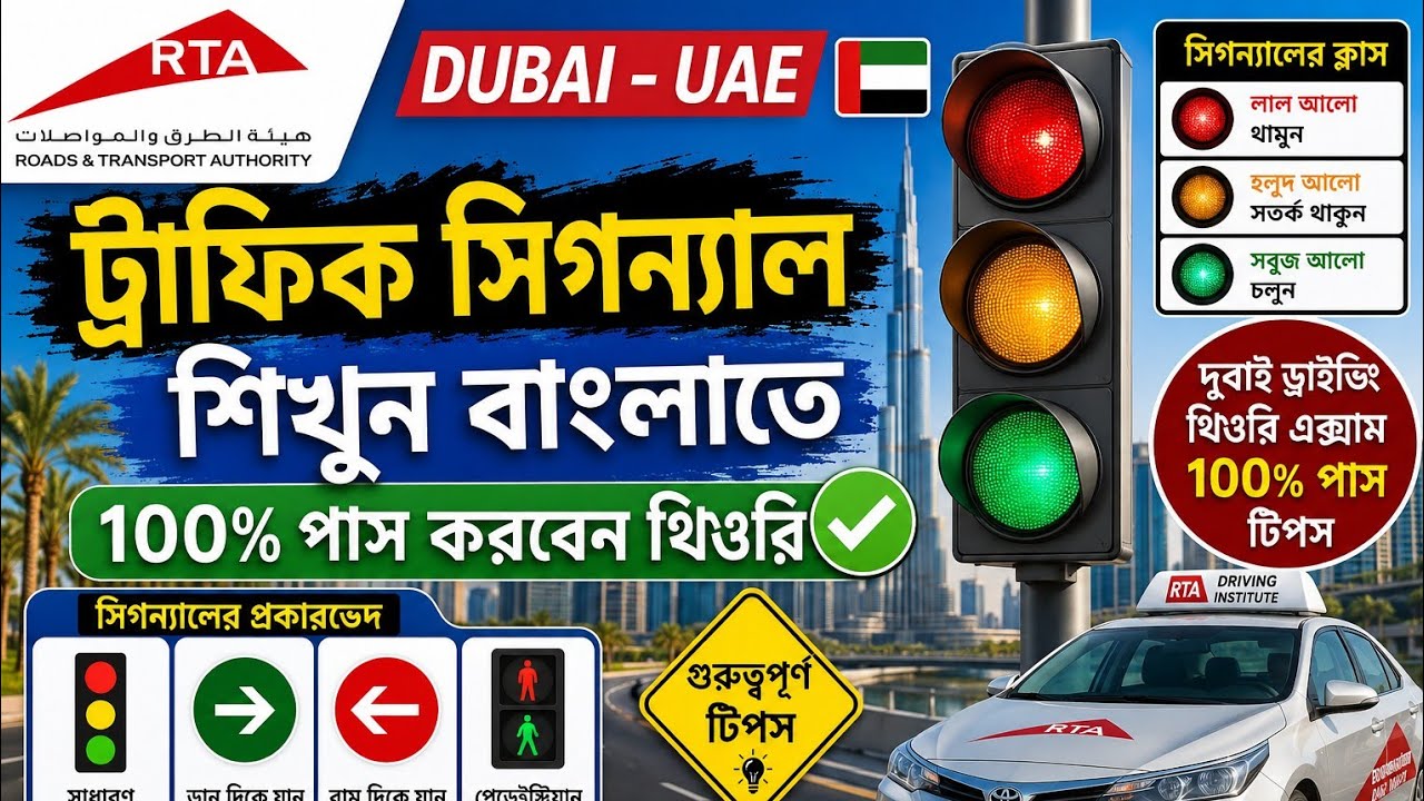 RTA dubai UAE traffic signal classes Bangla|দুবাই ট্রাফিক সিগন্যাল  শিখুন বাংলাতে১০০%পাস করবেন থিউরি
