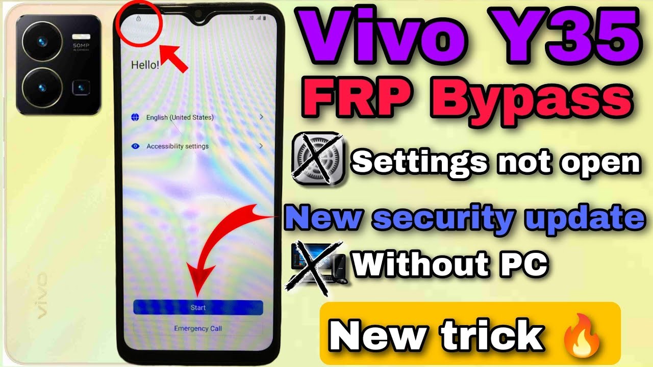 Vivo Y35/Y36 FRP bypass setting not open | Vivo Y35 Google Account bypass without PC | New security🔥