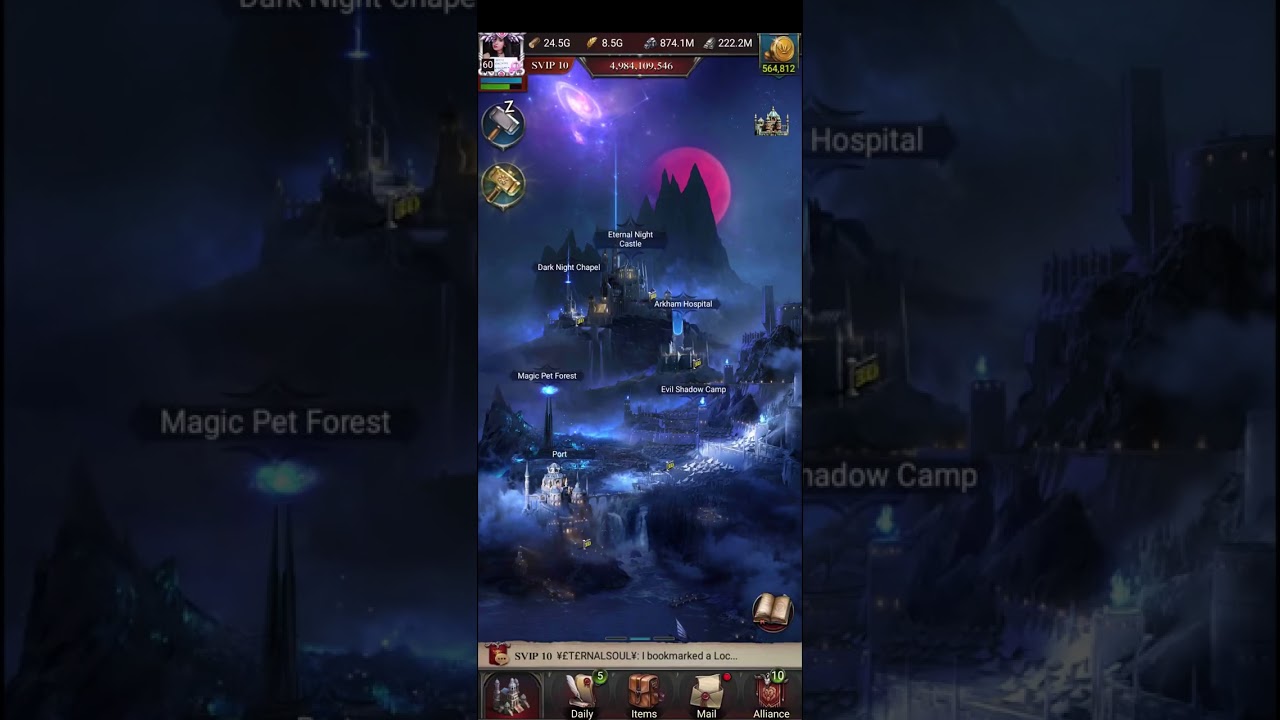 Clash of Kings: Increase Power Pet and Power Arkham Underground Alchemy Factory.
