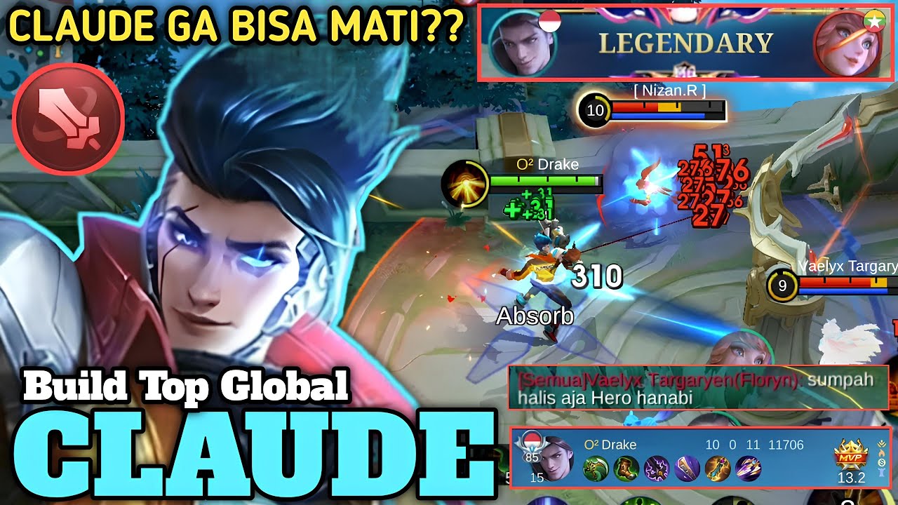 SULIT UNTUK MATI!! CLAUDE EMBLEM FIGHTER TERLALU KUAT!! HANABI SAMPAI DIBUAT TIDAK BERKUTIK - MLBB