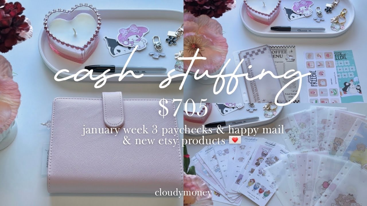 Cash Stuffing $705 | January 2026 | Happy Mail & New Etsy Products 💌