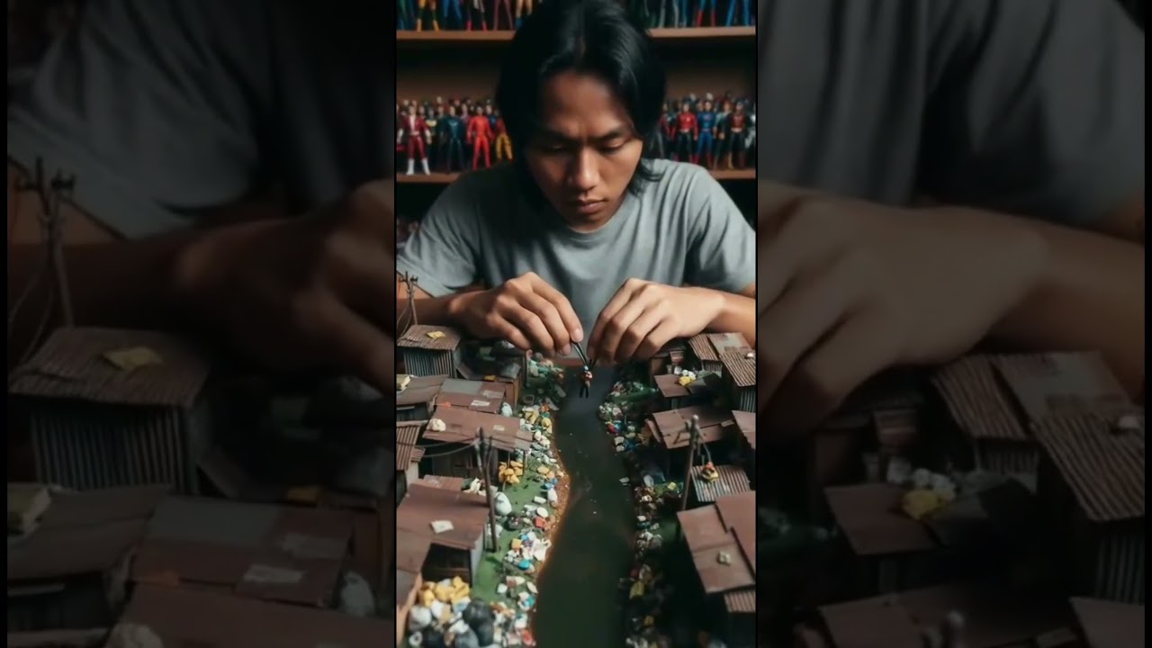 Building a Miniature Slum Diorama with Superhero Audience 👀✨ #sorts