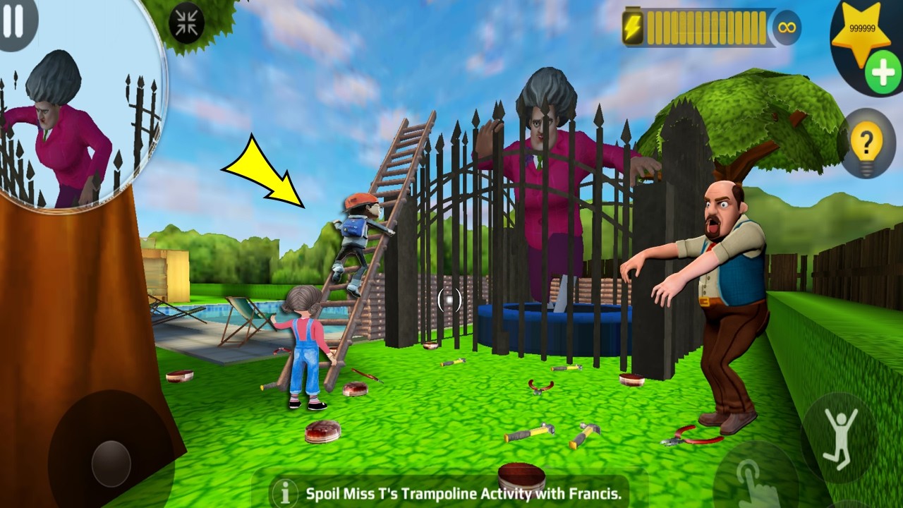 Scary Teacher 3D - троллинг мисс Т, множество лестниц и ловушек (мод-меню), часть 5524 #scaryteac...