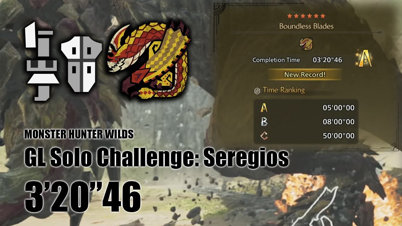 MHWilds GL Solo Challenge: Seregios (Boundless Blades) 3'20