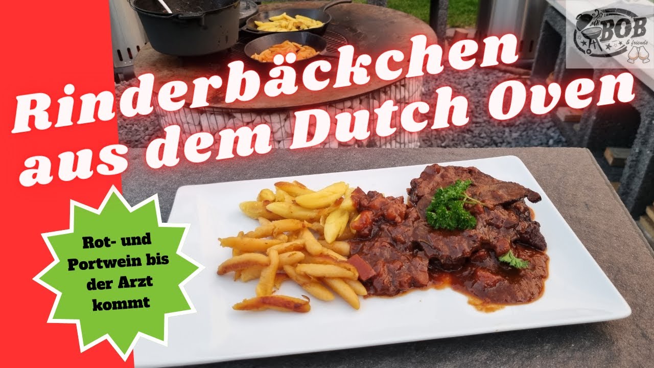 Rinderbäckchen im Dutch Oven mit viel Rot- und Portwein