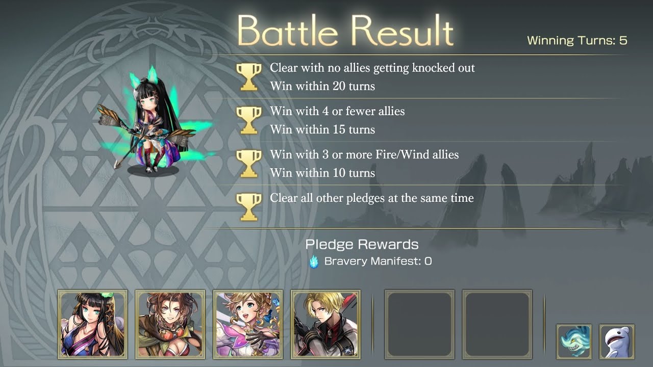 Another Eden - Hozuki tempering all pledges with Pierce in 5 turns( No Clughorn, No Necoco ES)