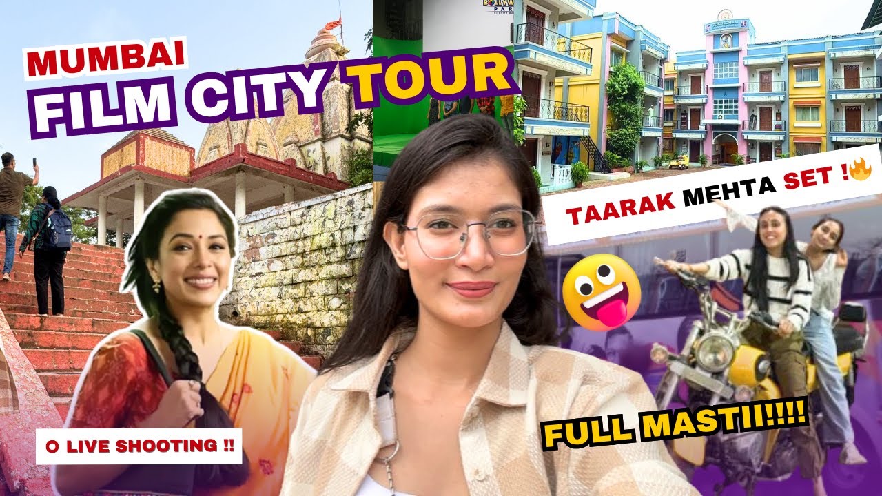 🎥 Mumbai Film City Vlog | Taarak Mehta 🏡, Anupamaa 🎬 Sets, Bollywood Park 🎢 & Juhu Beach 🌊🍕 Masti