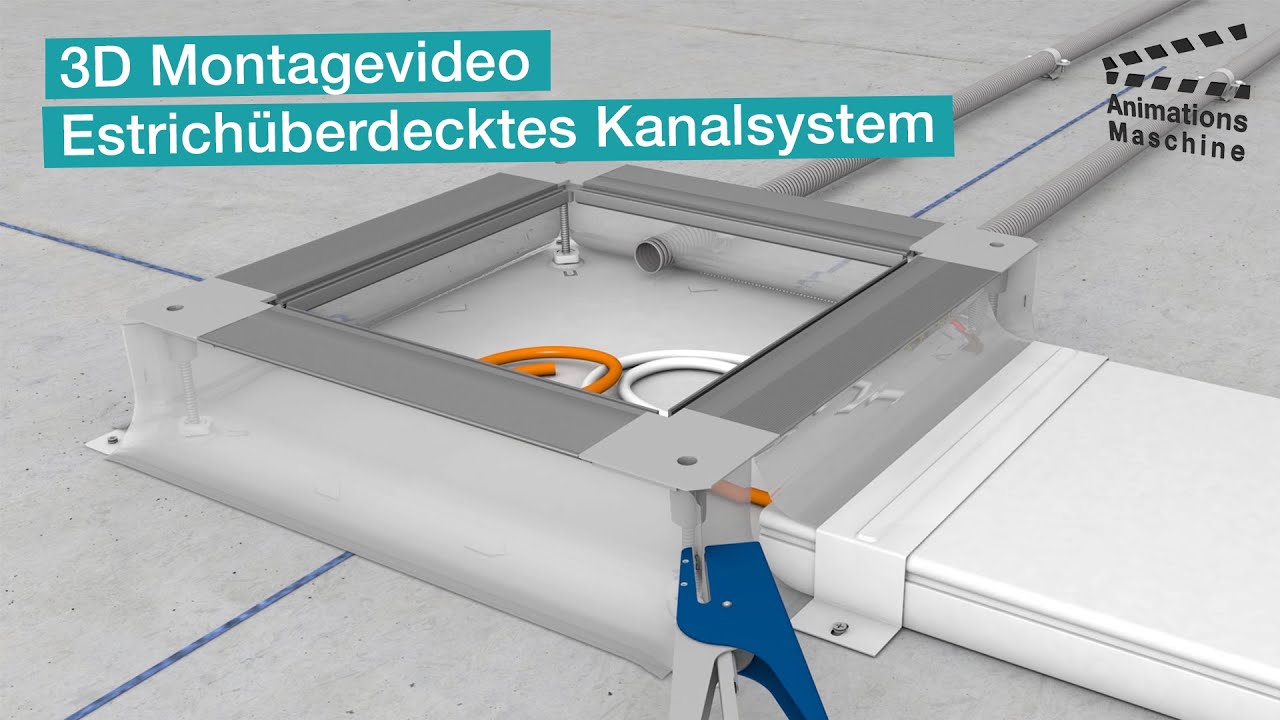 3D Montagevideo - Estrich&uuml;berdecktes Kanalsystem