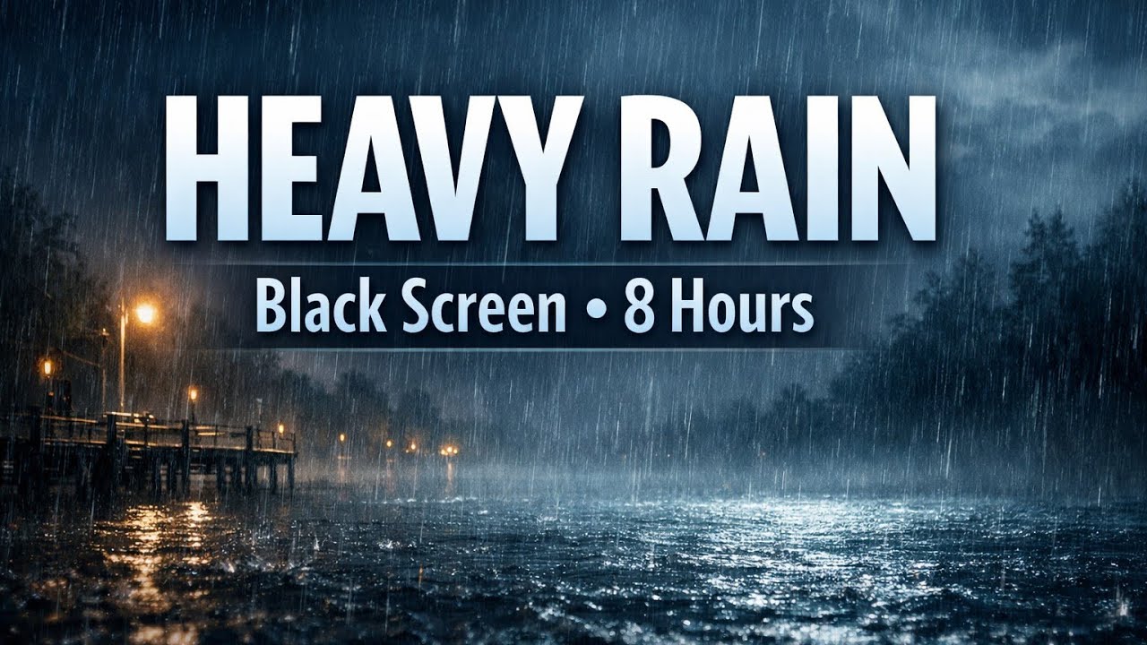 Heavy Rain Sounds for Deep Sleep 🌙 Black Screen | 8 Hours (No Thunder)