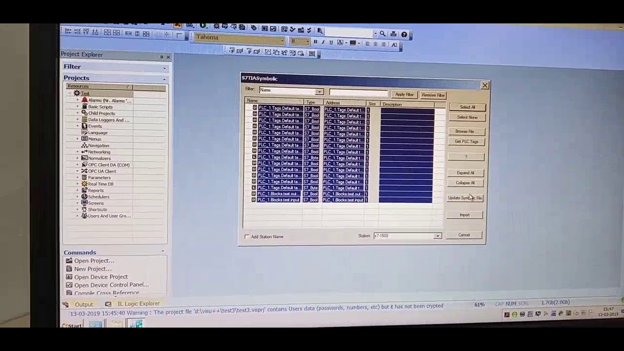 Visu+ SCADA and Siemens PLC S7 1500 communication