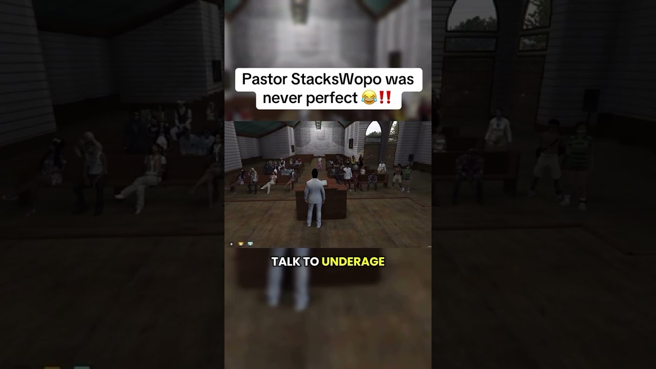 pastor stackswopo tripping on church 😭 #gta #fivem #gtarp #funny #shorts #trolling