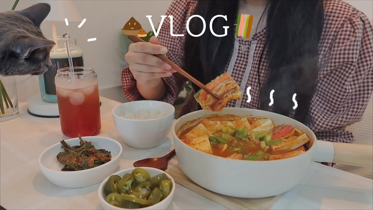 ENG) 전 찌개와 군밤 만들어먹기🌰 라탄 공예로 메리 집 만드는 연휴 일상ㅣ얼큰샤브샤브, 햄마요덮밥, 삼겹부추전, 불닭, 밤 라떼, 군밤, 데이트
