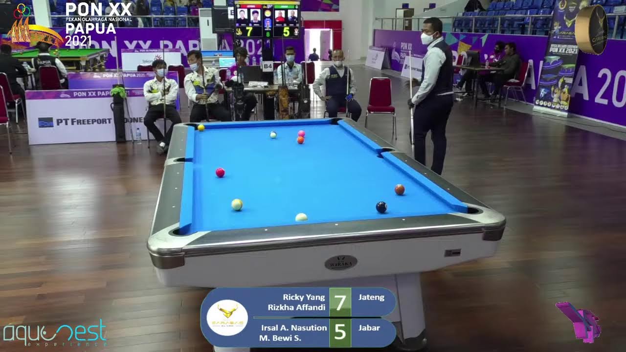 10Ball Double Putra PON XX Papua 2021 Ricky Yang & Rizkha A.(Jateng) VS Irsal N. &  M.Bewi S.(Jabar)