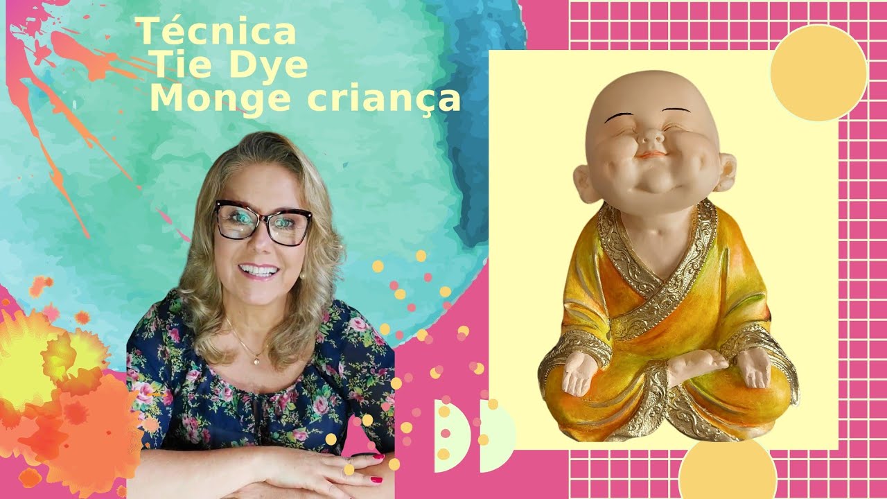 ✅ Como fazer técnica TIE DYE no  Monge (Buda) Criança em gesso | Célia Camargo artesanato