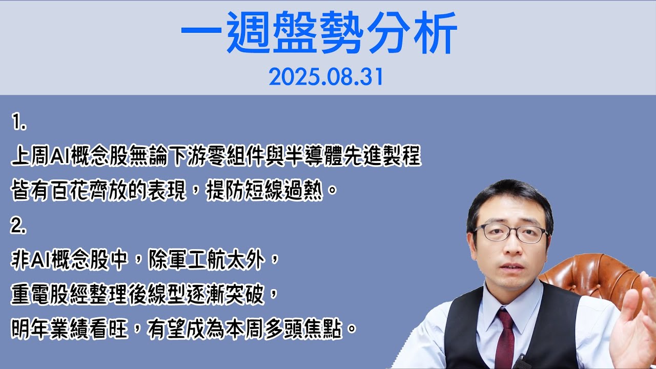 上周AI概念股無論下游零組件與半導體先進製程皆有百花齊放的表現，提防短線過熱。｜投資Ｇ觀點