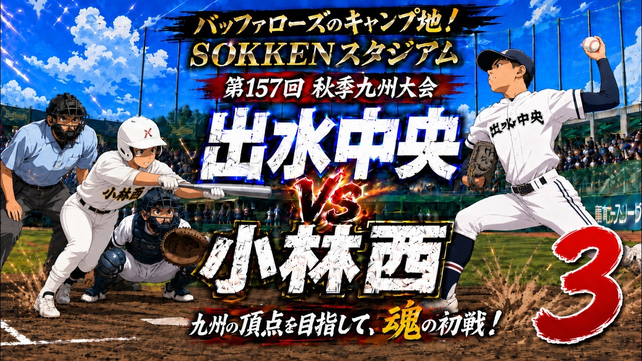 小林西 vs 出水中央 ③ 地元・小林西が意地の快進撃！出水中央と初戦激突　2025年10月25日【４Ｋ】 第157回九州地区高校野球秋季大会 宮崎・SOKKENスタジアム