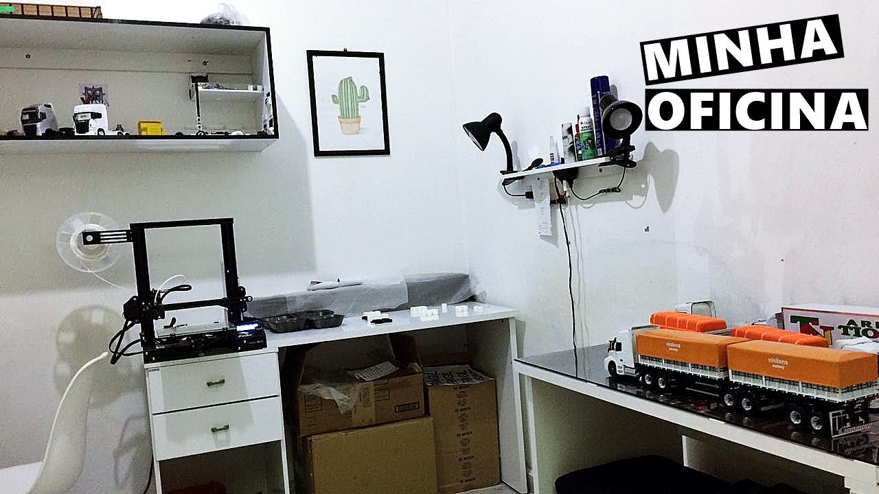 MOSTRANDO MINHA OFICINA + IMPRESSORA 3D