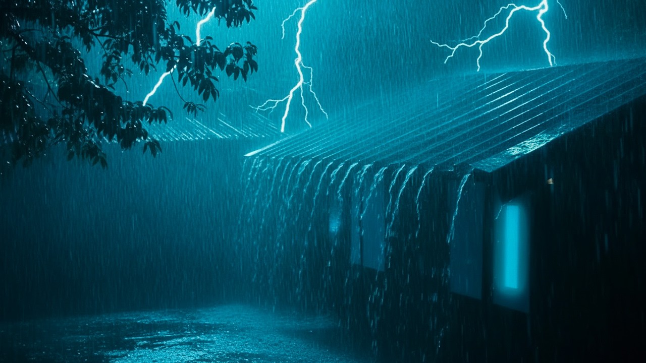 Relaxing Rain and Thunder Sounds on a Tin Roof for Sleep and Stress Relief