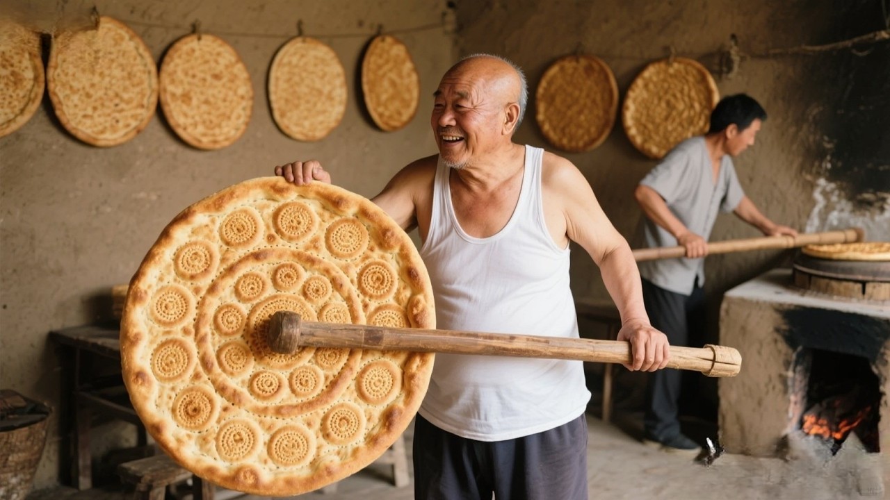 ASMR | Handmade Giant Pastry – 500-Year-Old Baking Tradition | No Talking | 中国传统美食 | 山东锅饼
