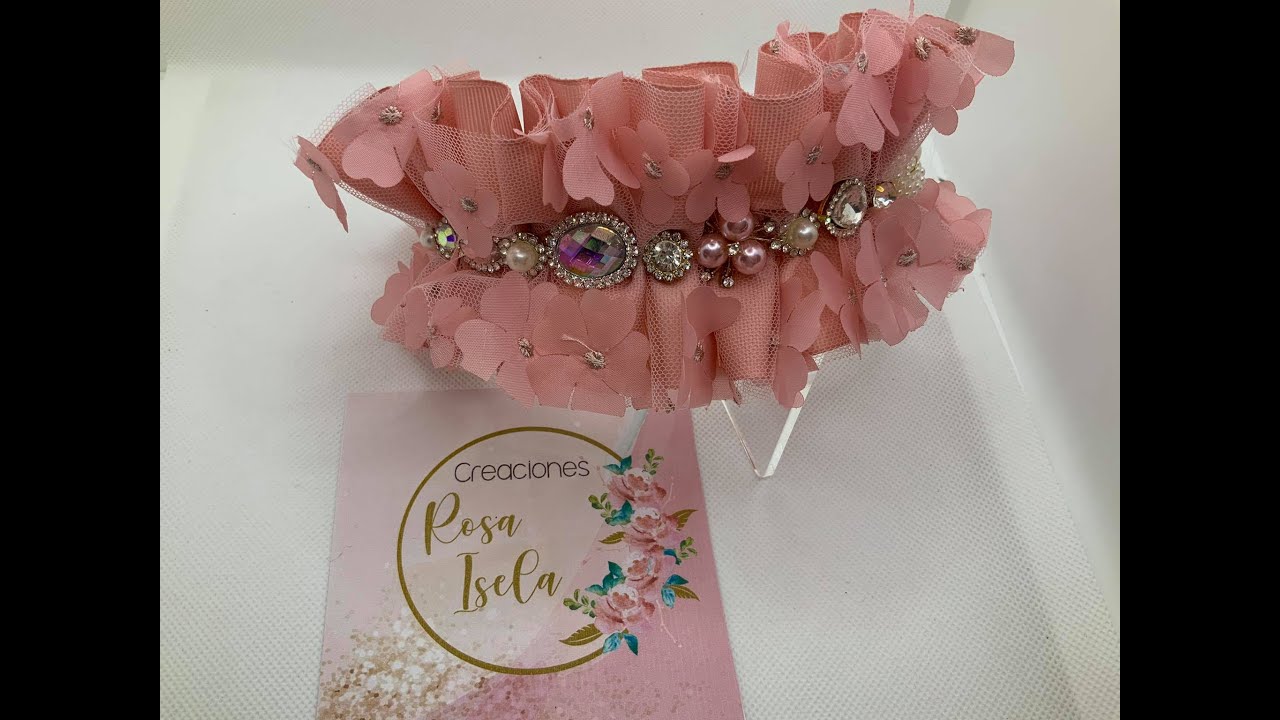 Diadema de moda tul  3D y cristal VIDEO No.870 Creaciones Rosa Isela
