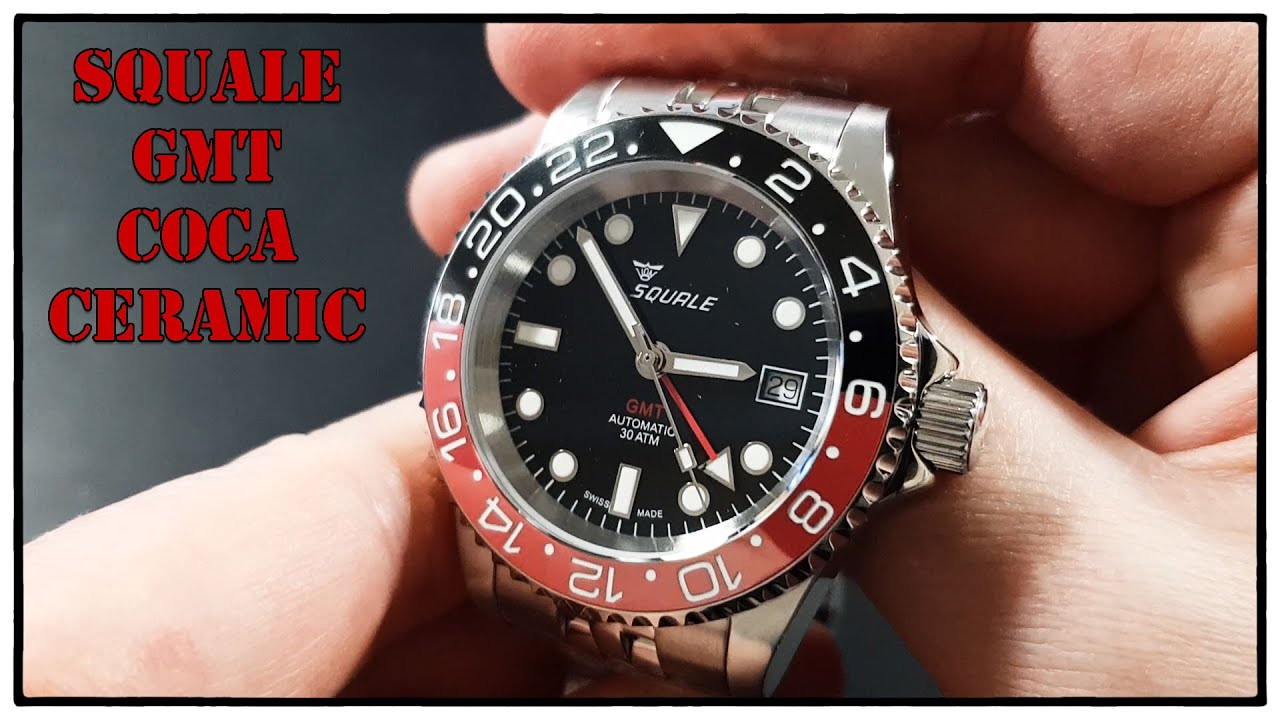 Squale 30 ATM GMT Coca-Cola Ceramic (SW330) Swiss Made Automatik GMT Armbanduhr mit top PLV!
