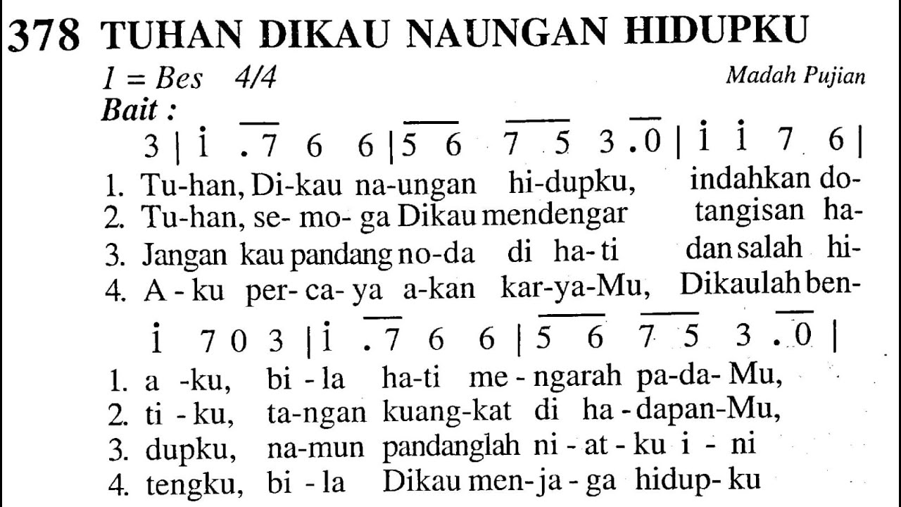 [MADAH BAKTI] 378. TUHAN DIKAU NAUNGAN HIDUPKU | Lagu Masa Prapaskah | Madah Bakti Katolik