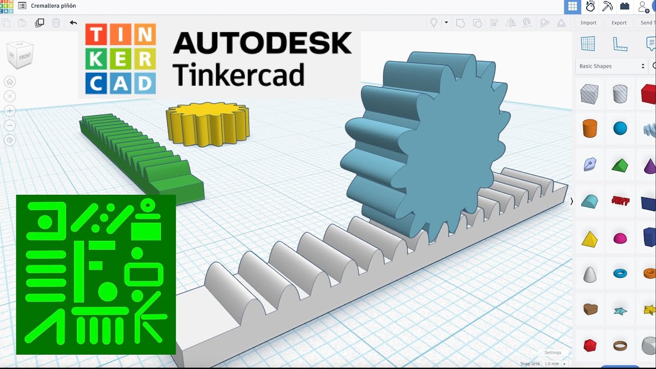 Cremallera y piñón  en Tinkercad | impresión en 3D