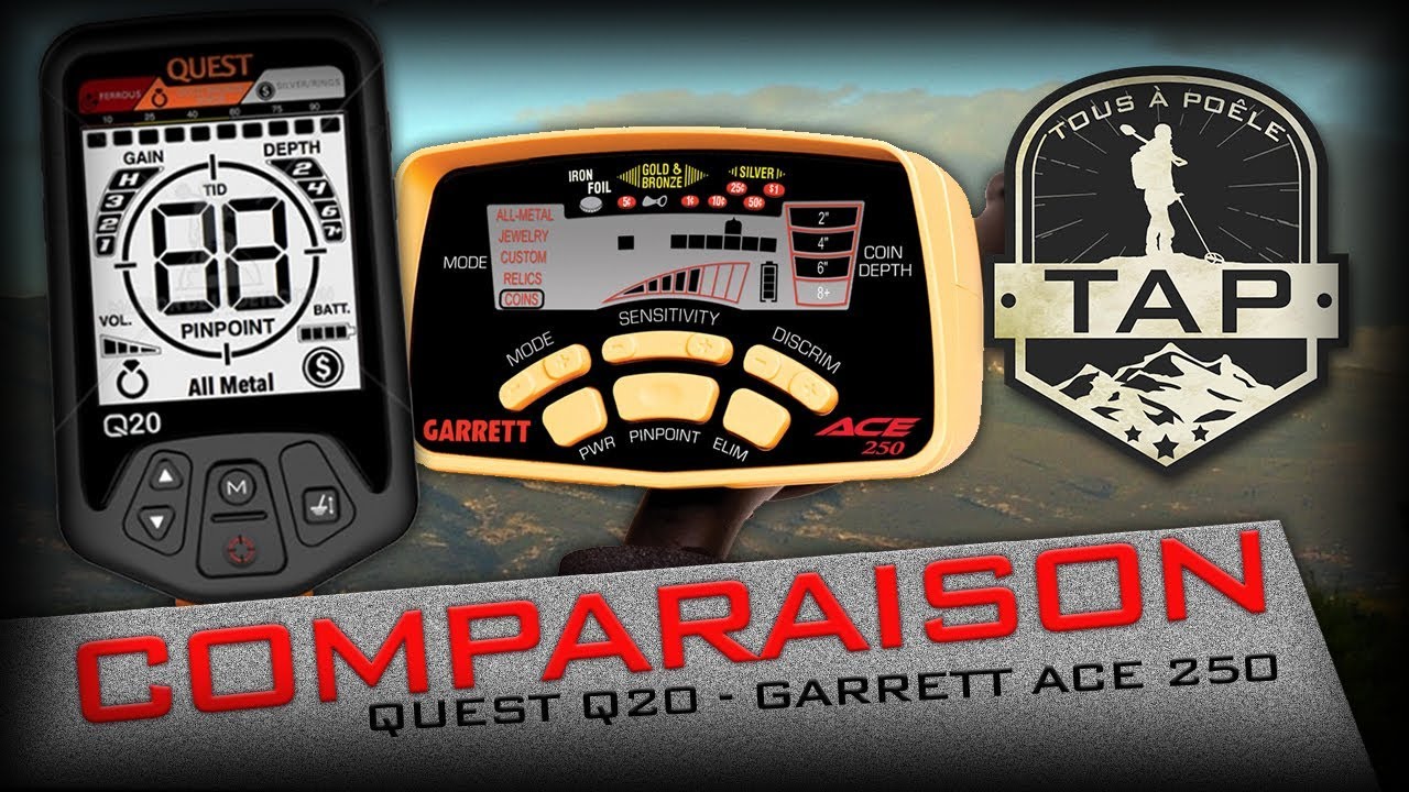 QUEST Q20 vs GARRETT ACE 250, quel est le meilleur détecteur pour débuter ?