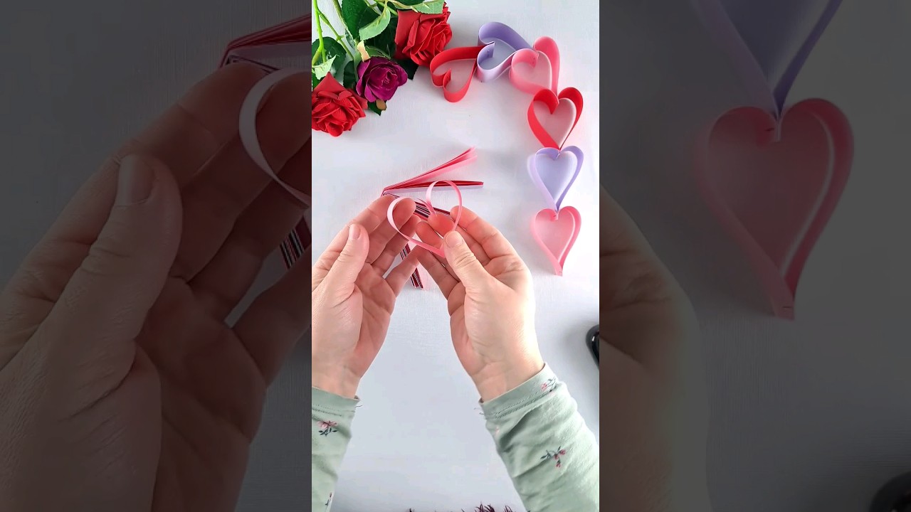 How to make paper heart chains 💞  #heart #valentinesday #chain #kidsdiyandplay #howto #paperheart