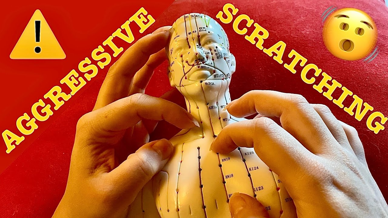 ASMR|⚠️FAST AGGRESSIVE SCRATCHING FULL BODY ON ACUPUNCTURE DOLL. BODY PARTS ENGLISH & ITALIAN!🇺🇸🇮🇹